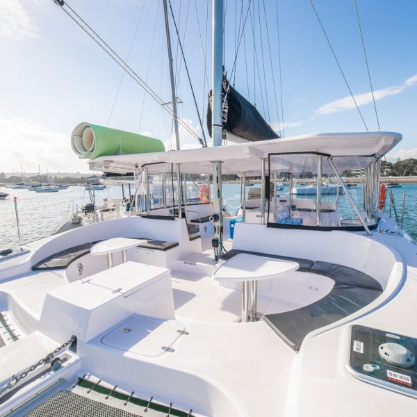 Tiger 4 catamaran deck party on Sydney Harbour