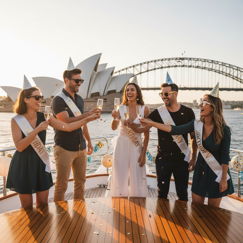 Birthday champagne celebration Sydney Harbour
