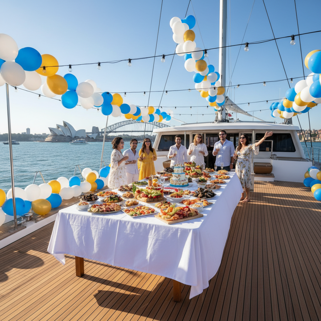 Birthday Yacht Rental Deck Setup Sydney