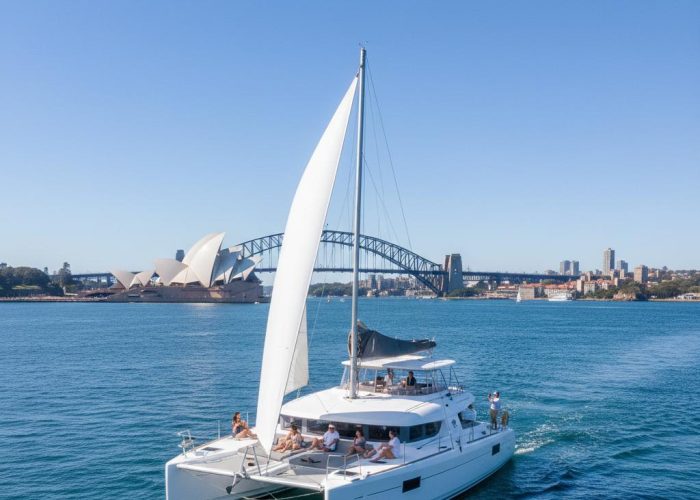 Private catamaran rental on Sydney Harbour with Opera House views