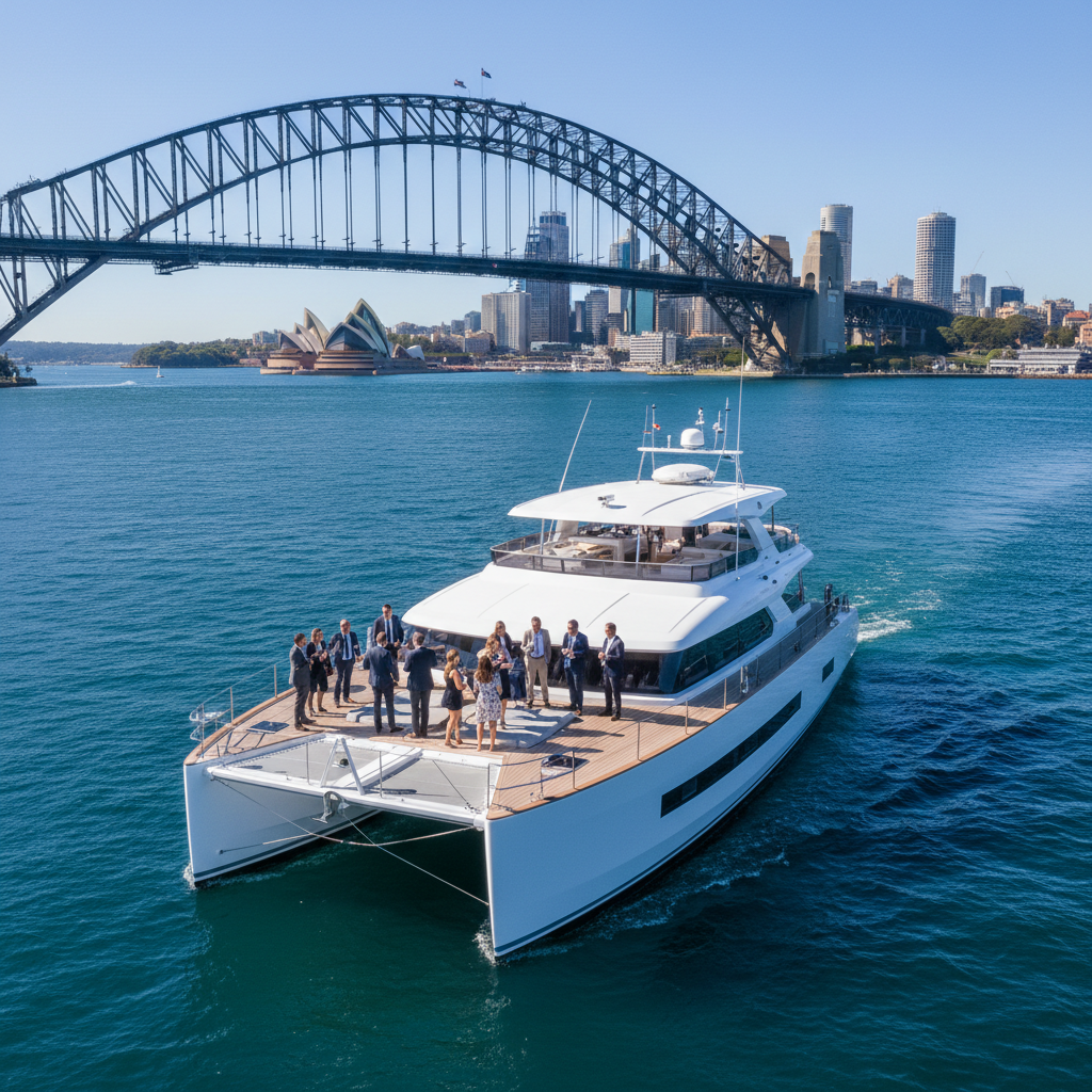 Catamaran Sydney Harbour Bridge Aerial