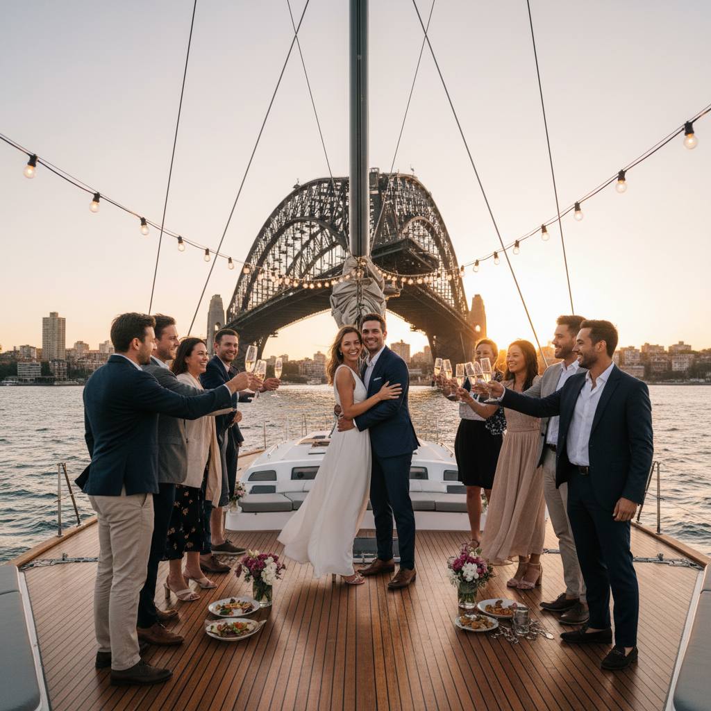 Engagement party catamaran Sydney Harbour