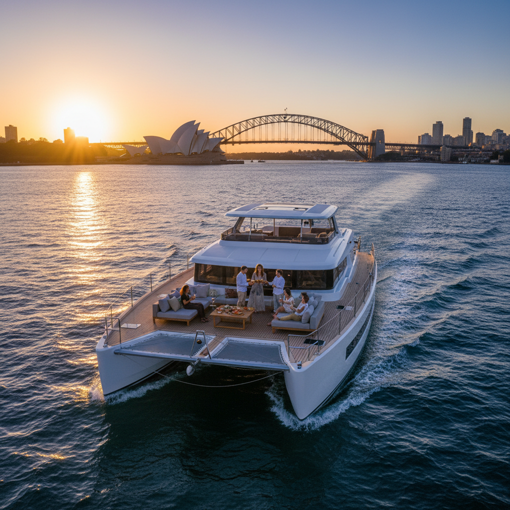 Private boat hire Sydney Harbour Opera House sunset