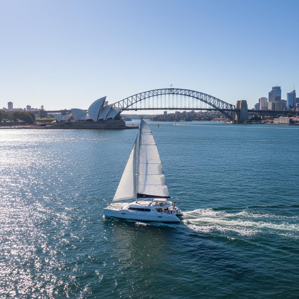 Birthday catamaran cruise Sydney Harbour Opera House view
