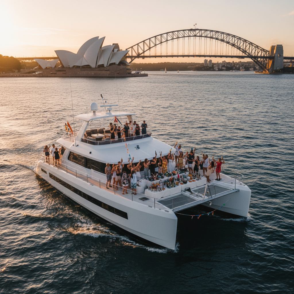BYO bucks party catamaran Sydney Harbour