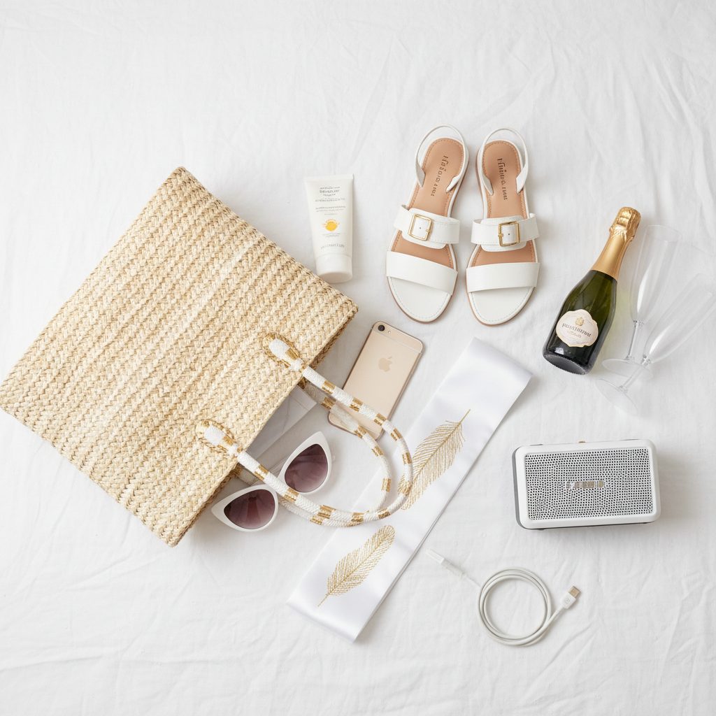 Hens party essentials and coordinated accessories for boat cruise