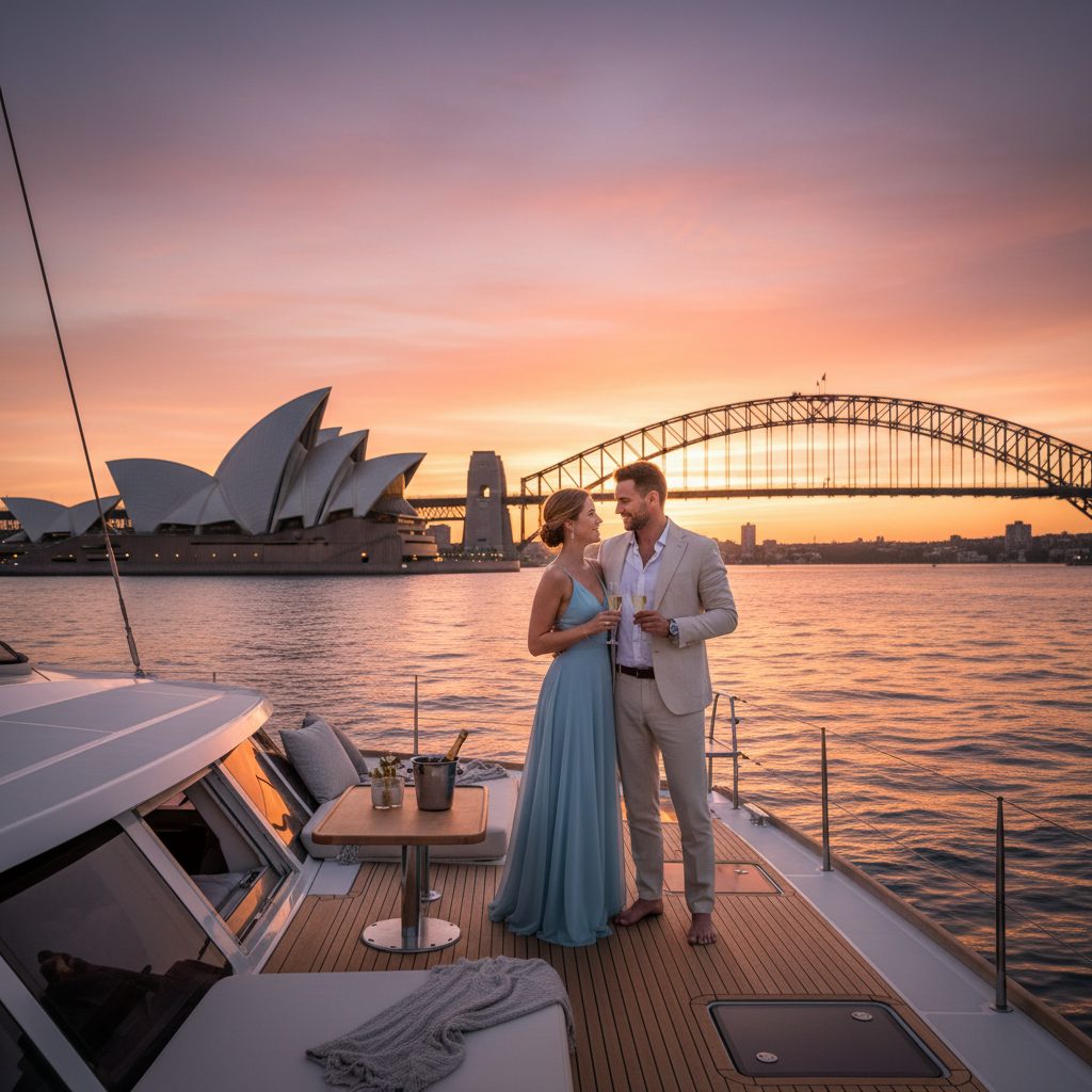 Romantic couples catamaran Sydney Harbour