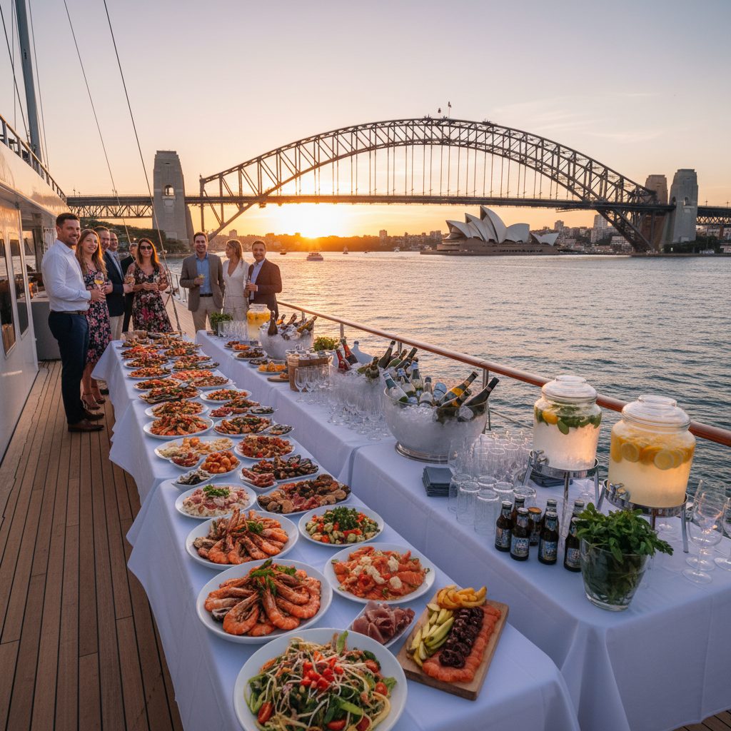 BYO catering setup catamaran Sydney Harbour charter