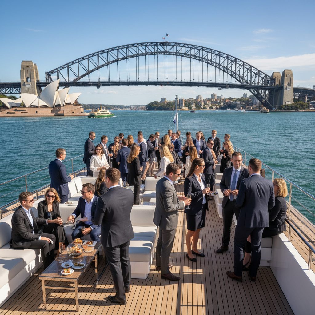 Sydney Harbour party cruise catamaran deck