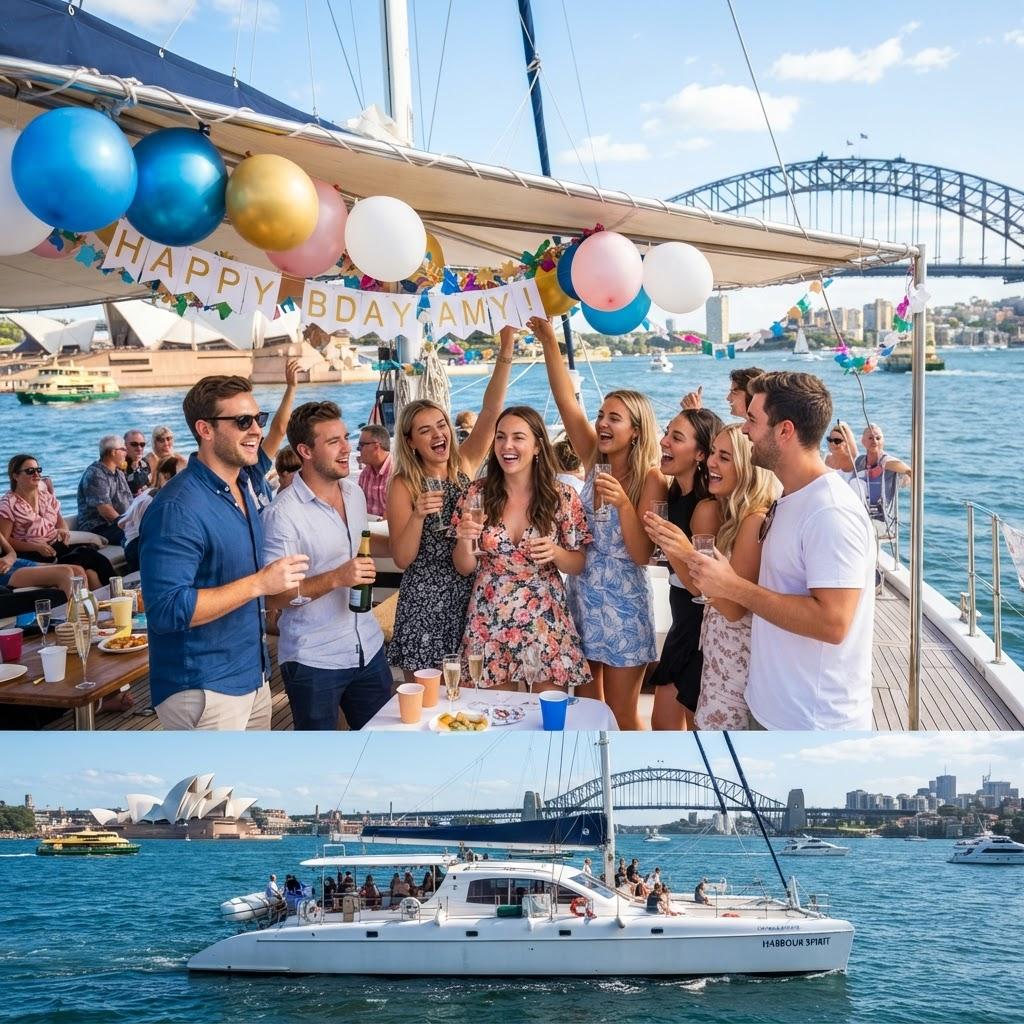 Birthday party on Sydney Harbour catamaran