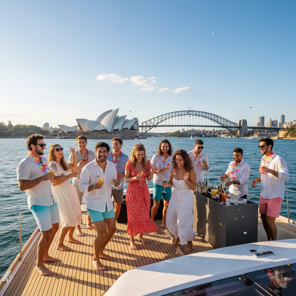Birthday party celebration on catamaran
