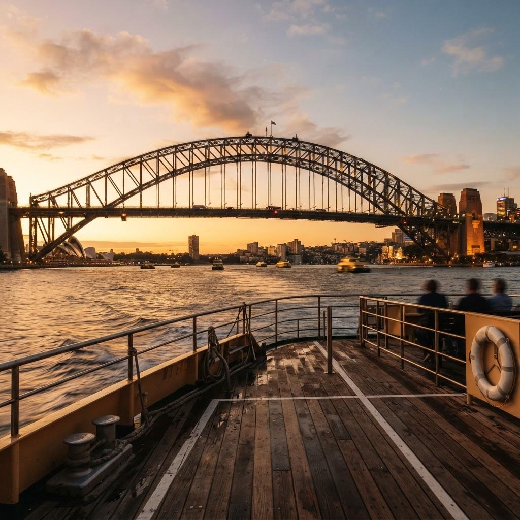 Sydney Harbour Bridge from boat deck