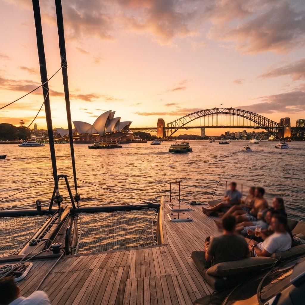 Sydney Harbour panorama with Opera House and Harbour Bridge
