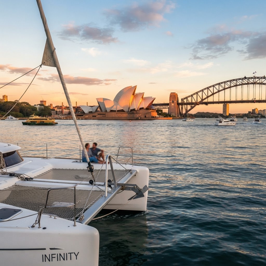 Sydney Opera House and Harbour Bridge from the water