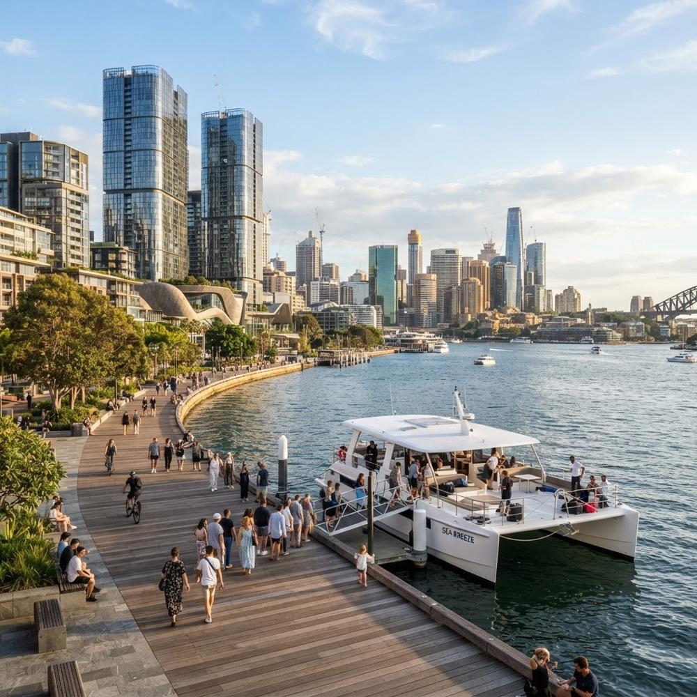 Barangaroo private catamaran departure