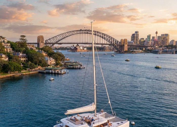 Catamaran charter near McMahons Point on Sydney Harbour