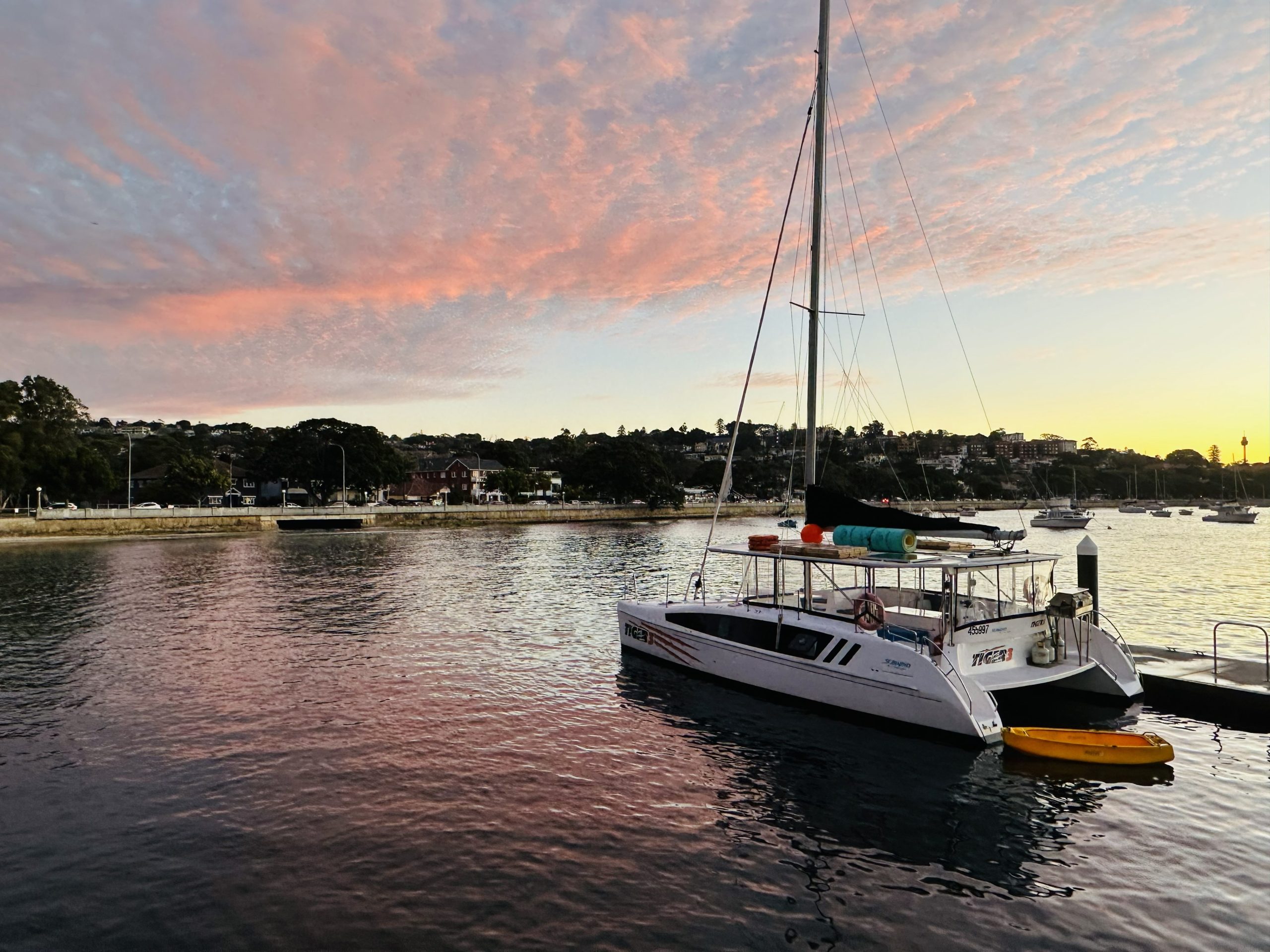 Tiger 3 catamaran ready for a Sydney Harbour family charter